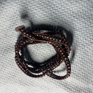 Chan Luu  Brown Beaded pearls Wrap Bracelet